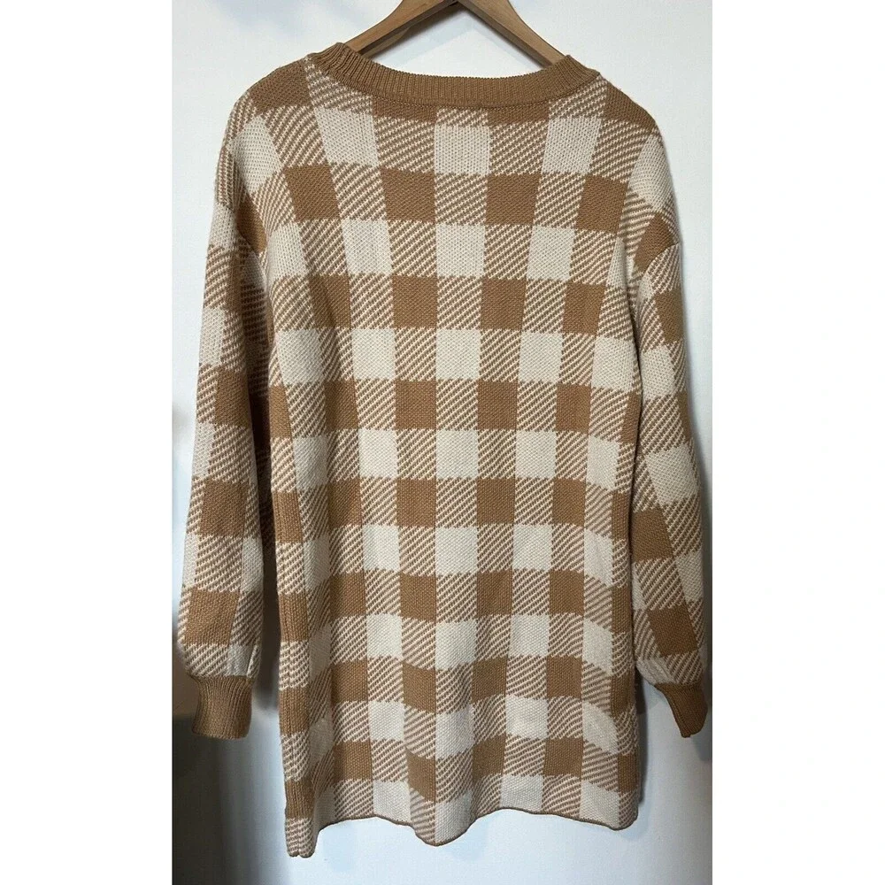 LPA Tan Floyd Checkered Sweater Mini Dress Size XS - Picture 7 of 11